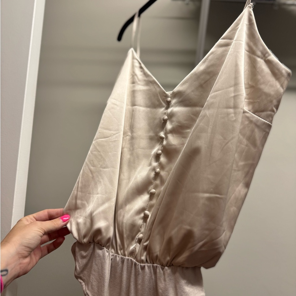 Altar'd State Cream Satin Bodysuit